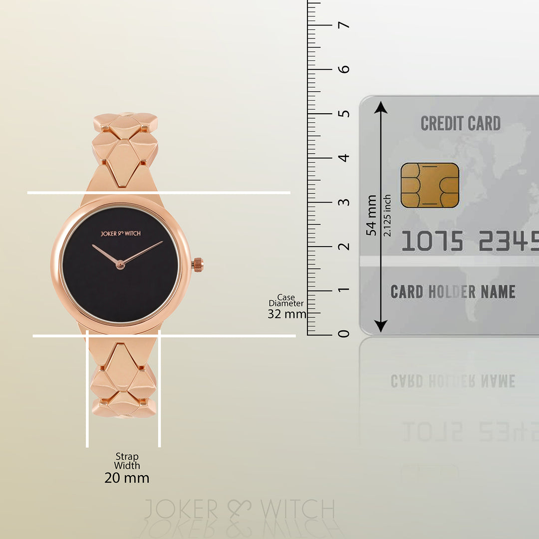 Athens Black Medium Dial Rose Gold Bracelet Strap Women's Watch