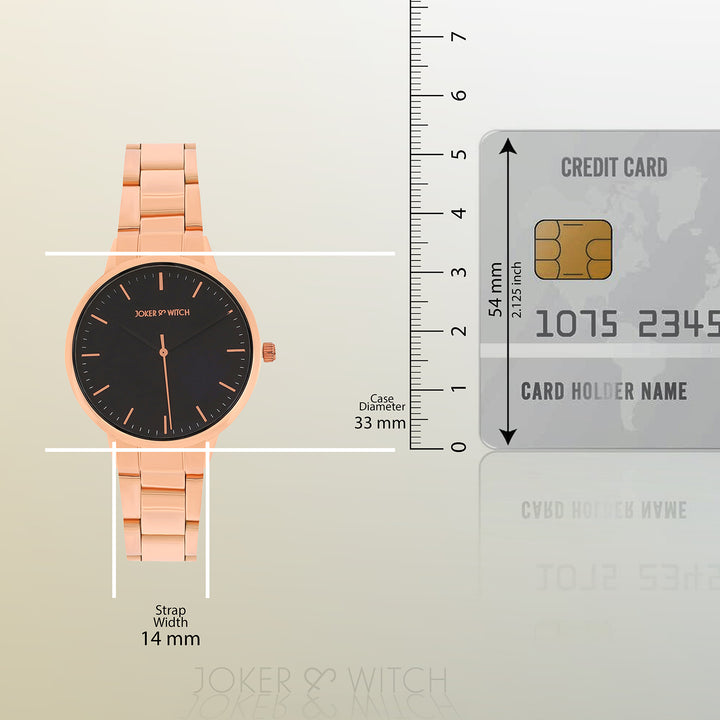 Tokyo Black Medium Dial Rose Gold Linked Chain Strap Women's Watch