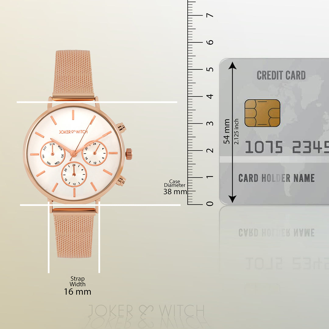 Moscow White Large Dial Rose Gold Mesh Strap Women's Watch