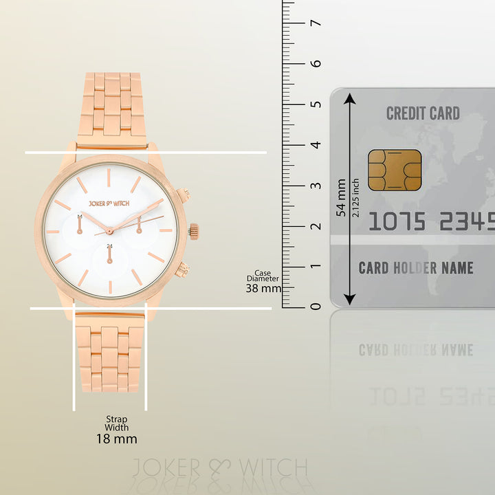 Prague White Large Dial Rose Gold Linked Chain Strap Women's Watch