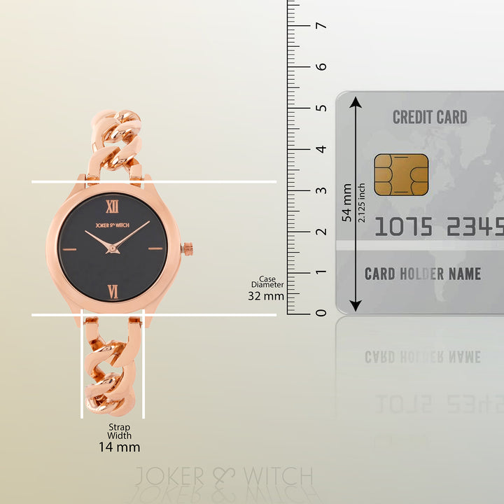 Vegas Black Medium Dial Rose Gold Bracelet Strap Women's Watch