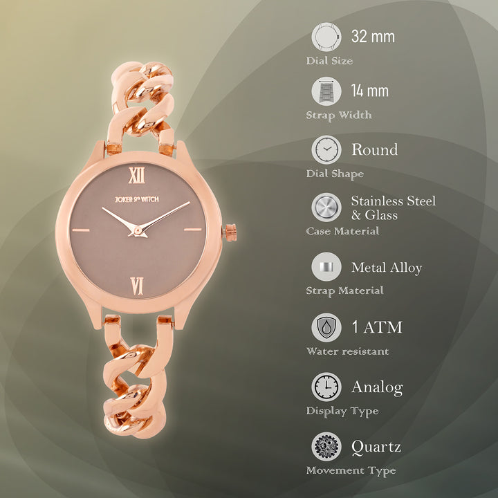 Vegas Taupe Medium Dial Rose Gold Bracelet Strap Women's Watch