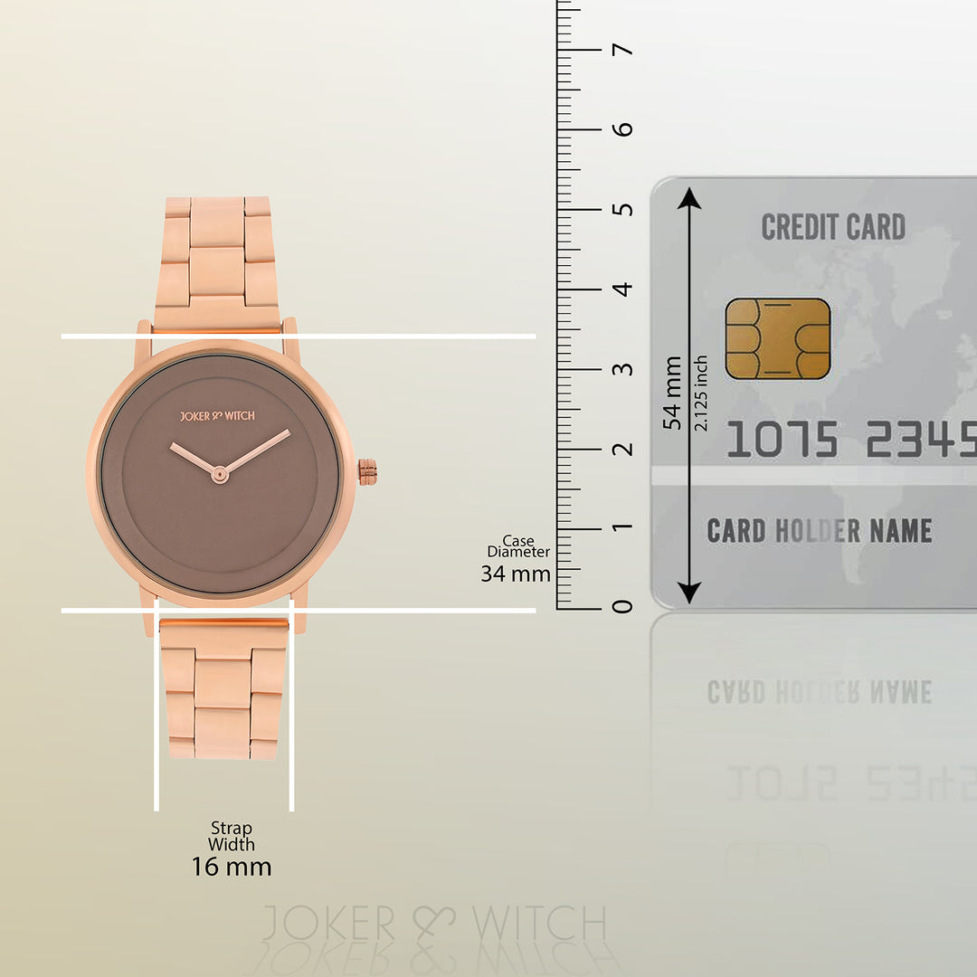 Amsterdam Taupe Medium Dial Rose Gold Linked Chain Strap Women's Watch