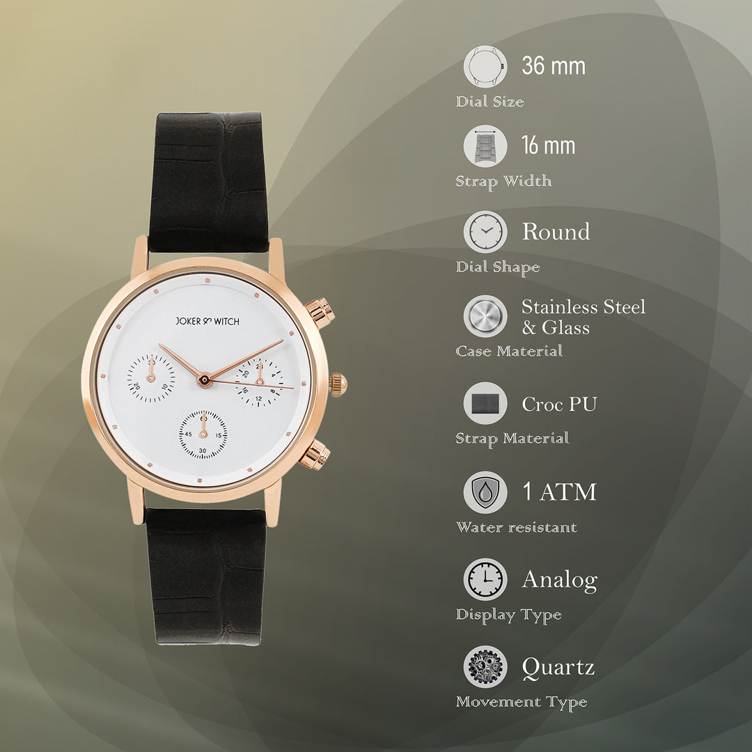 Boston White Medium Dial Black PU Strap Men's Watch