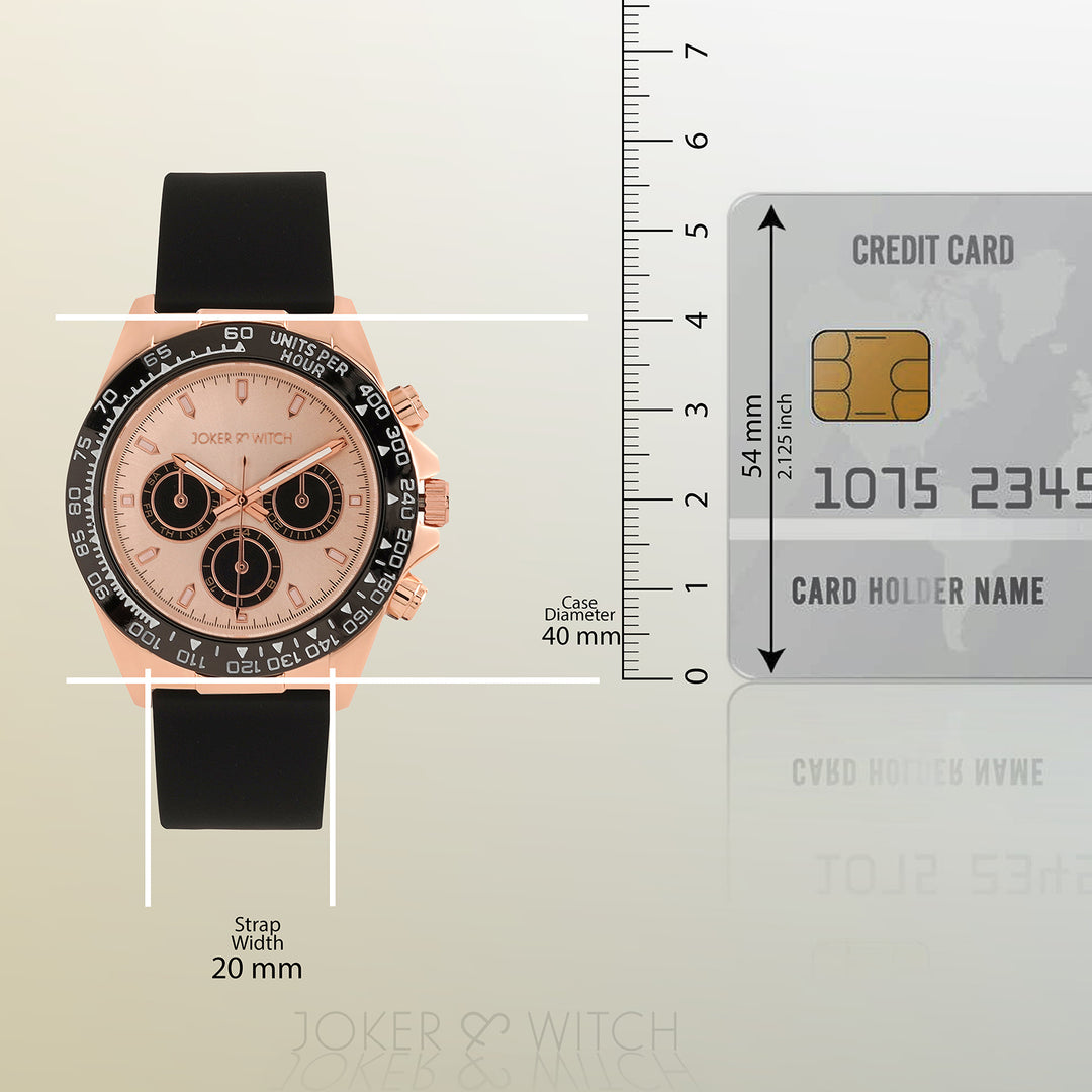 Jesko Rose Gold Large Dial Black Silicone Strap Men's Watch