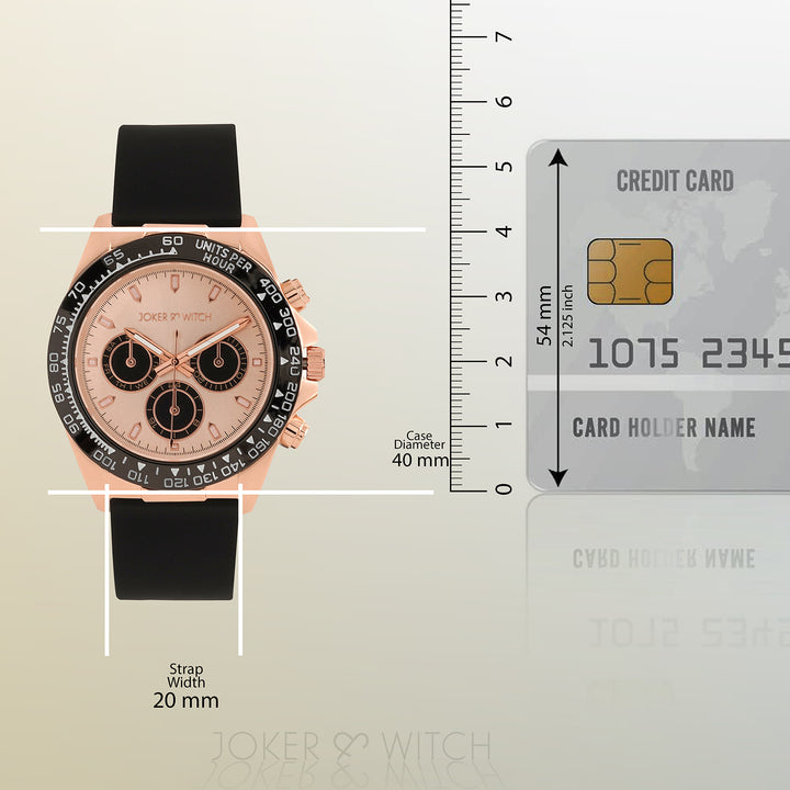 Jesko Rose Gold Large Dial Black Silicone Strap Men's Watch