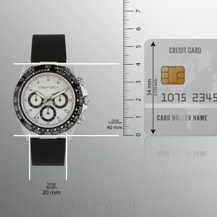 Jesko Silver Large Dial Black Silicone Strap Men's Watch