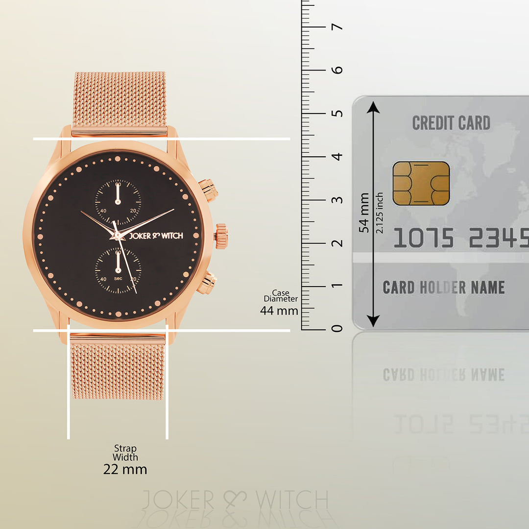 Quant Black XLarge Dial Rose Gold Mesh Strap Men's Watch