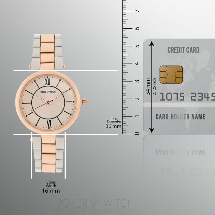 Milan Rose Gold Medium Dial Dual Tone Linked Chain Strap Women's Watch