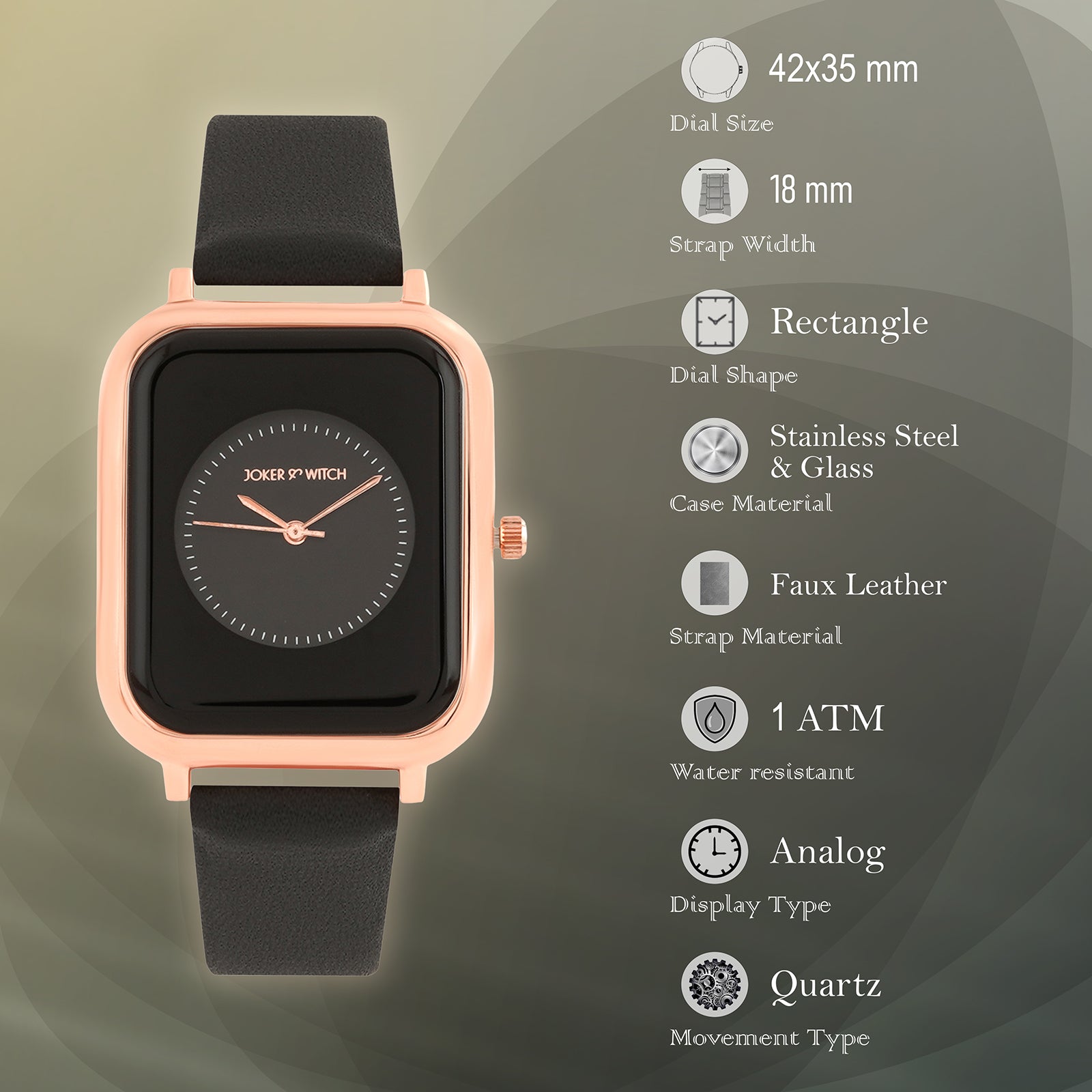 Joker & Witch Utopia Rosegold Black PU Strap Watch For Women