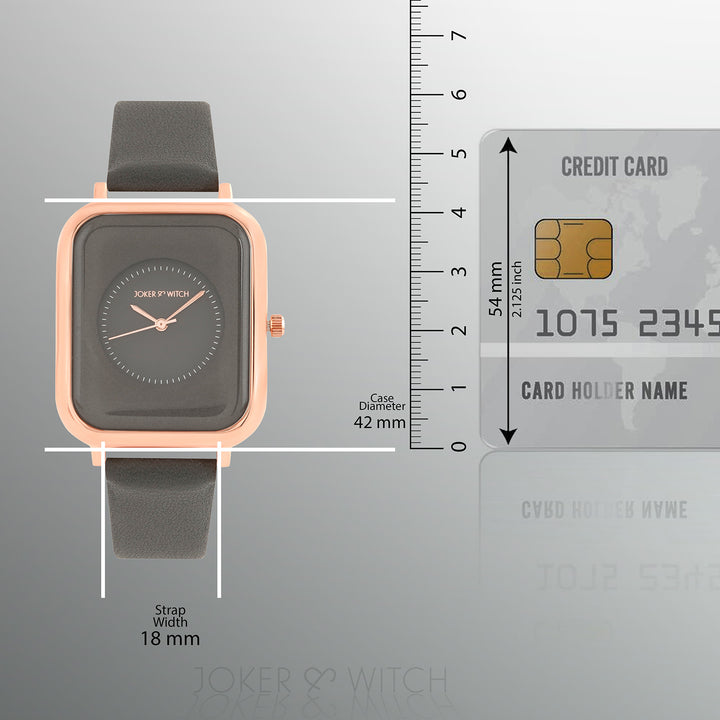 Utopia Grey Medium Rectangle Dial PU Strap Unisex Watch