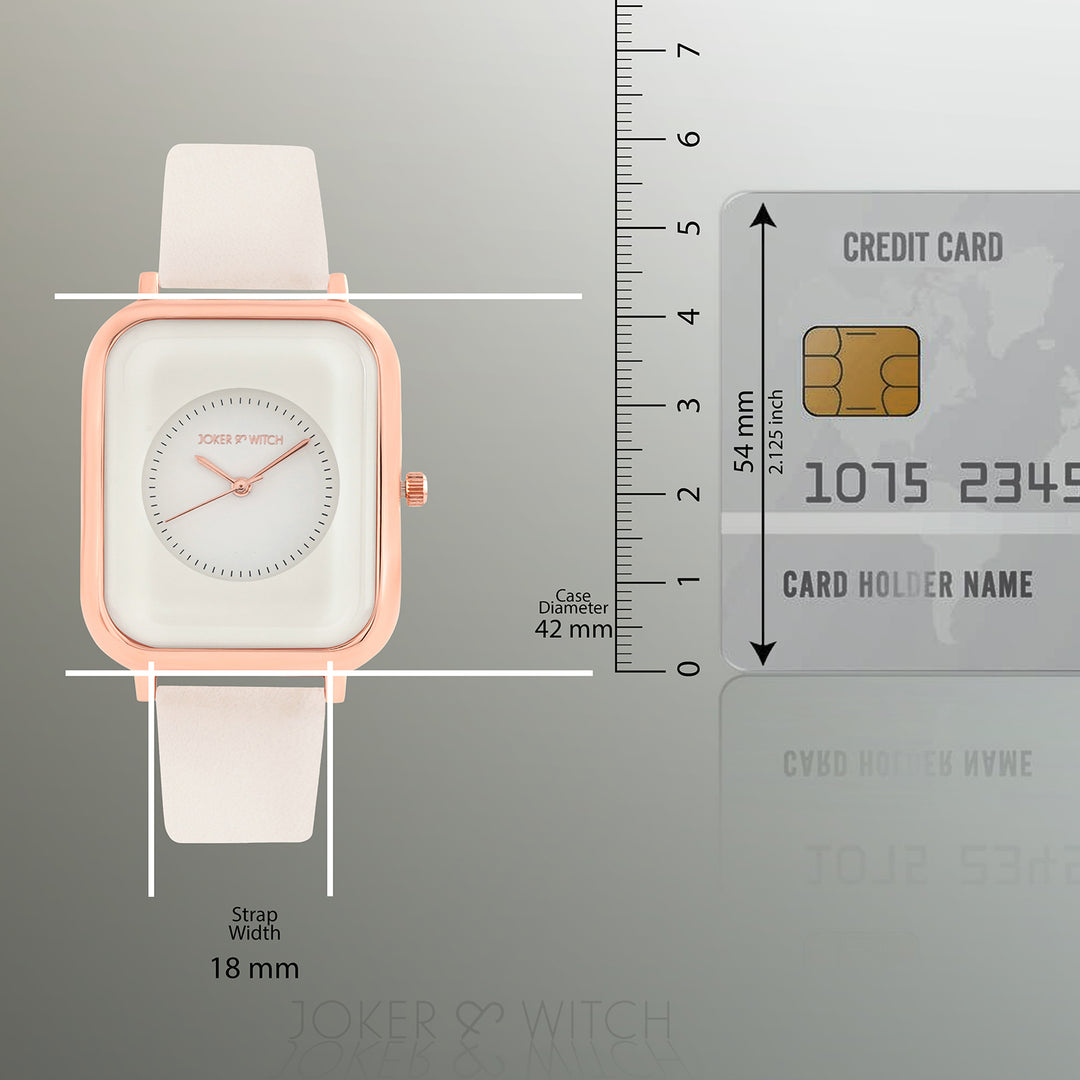 Utopia White Medium Rectangle Dial PU Strap Unisex Watch