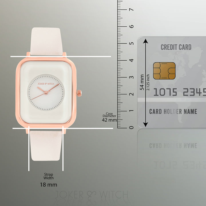 Utopia White Medium Rectangle Dial PU Strap Unisex Watch