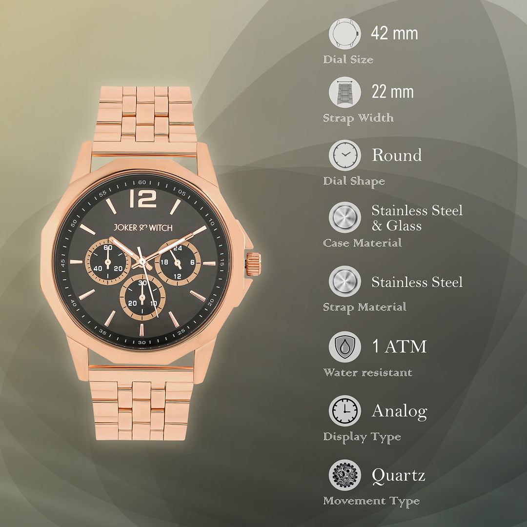 Daytona Grey Large Dial Rose Gold Linked Chain Strap Men's Watch