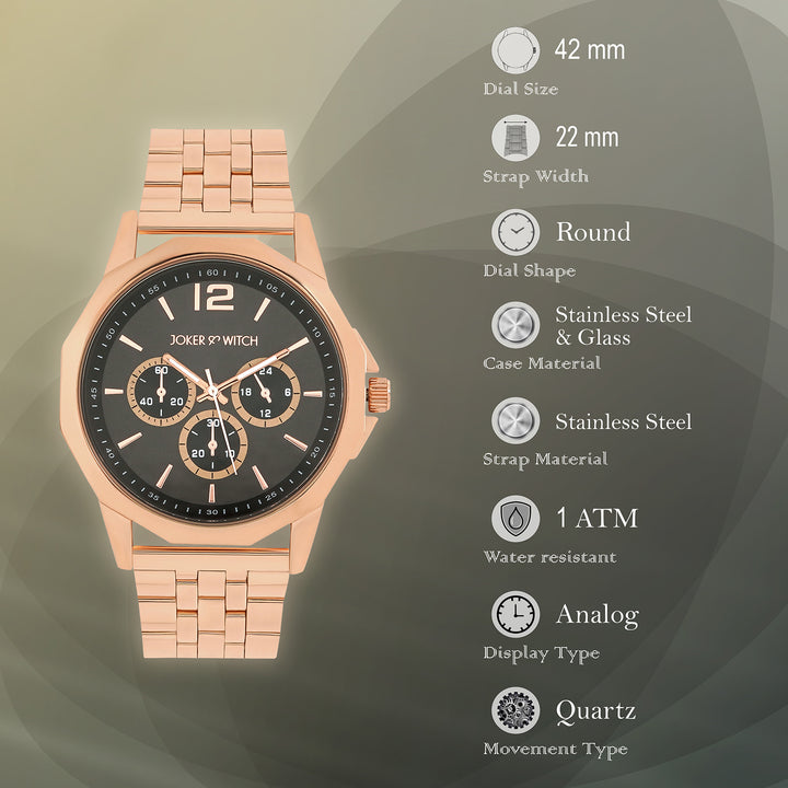 Daytona Grey Large Dial Rose Gold Linked Chain Strap Men's Watch