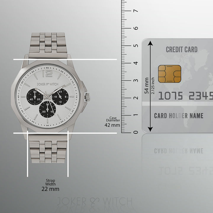 Joker & Witch Daytona White Dial Silver Metallic Strap For Men