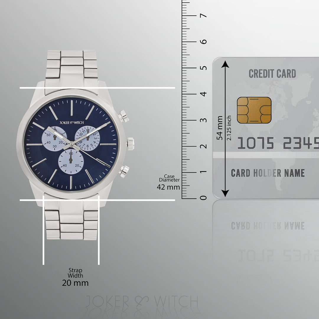 Kasdan Blue Large Dial Silver Linked Chain Strap Men's Watch