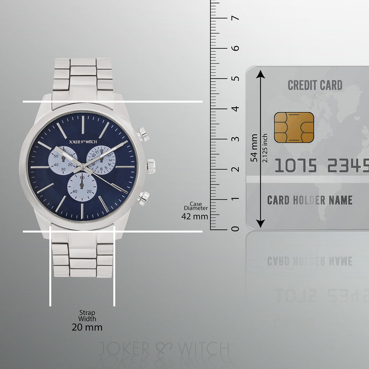 Kasdan Blue Large Dial Silver Linked Chain Strap Men's Watch