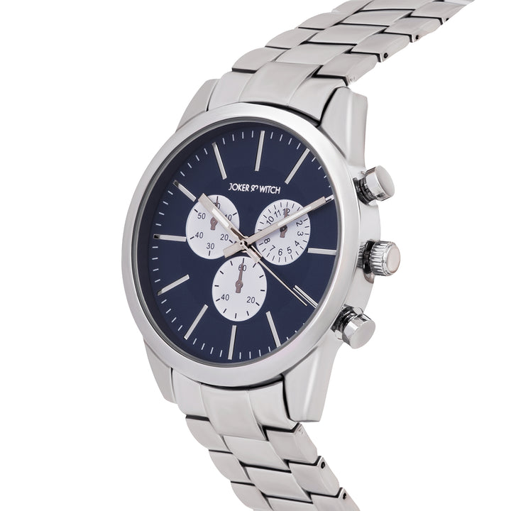 Kasdan Blue Large Dial Silver Linked Chain Strap Men's Watch