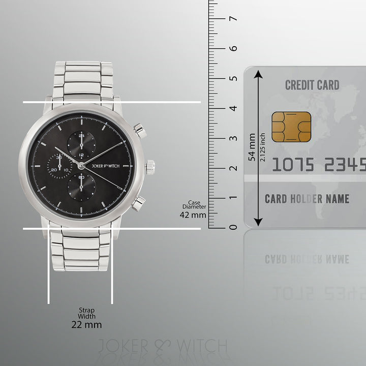 Pierce Black Large Dial Silver Linked Chain Strap Men's Watch