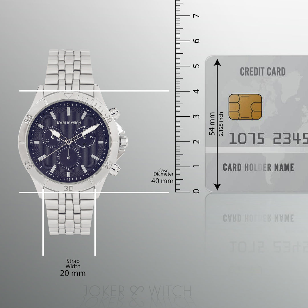 Connery Blue Large Dial Silver Linked Chain Strap Men's Watch