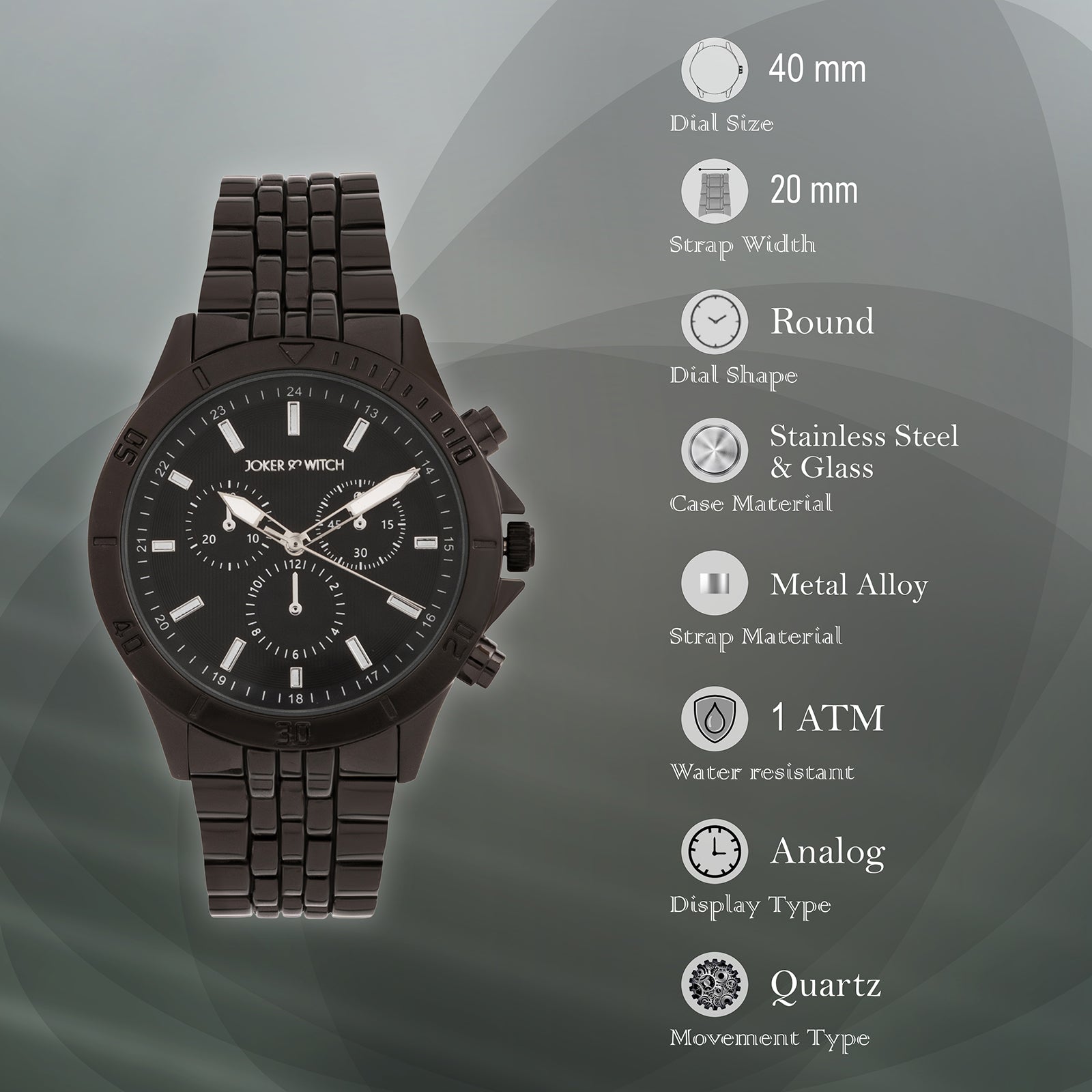 Shop online Connery All Black Metallic Strap Watch by Joker & Witch