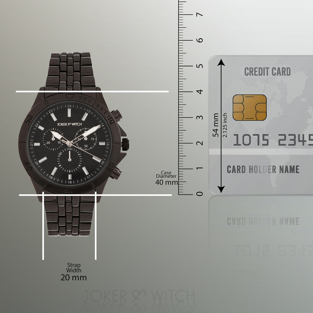 Connery Black Large Dial Linked Chain Strap Men's Watch