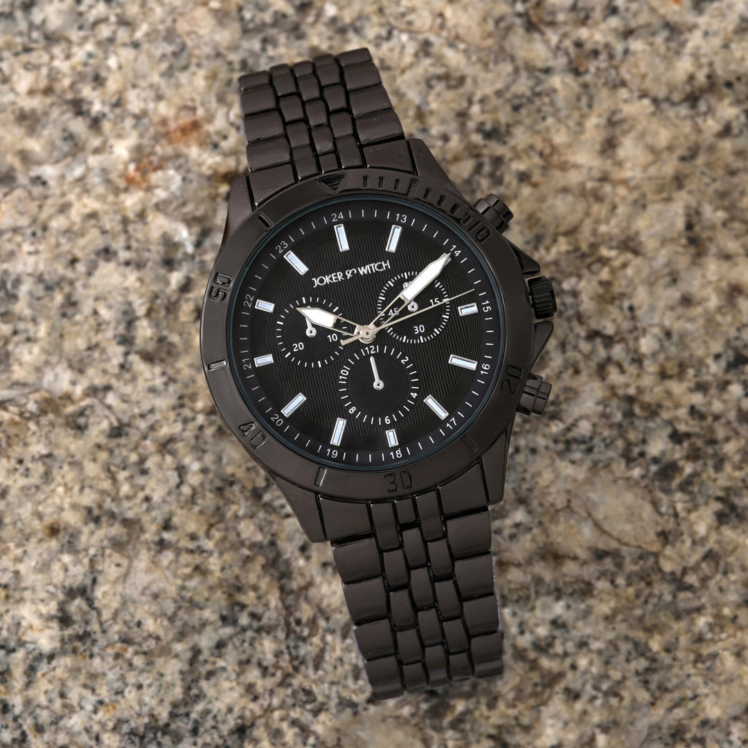 Connery Black Large Dial Linked Chain Strap Men's Watch