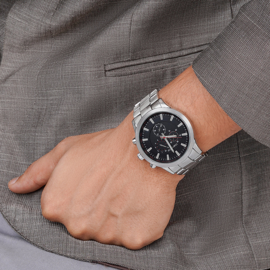 Vader Black XLarge Dial Silver Linked Chain Strap Men's Watch