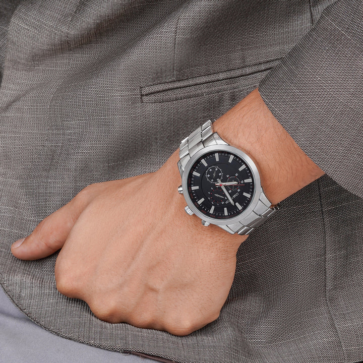 Vader Black XLarge Dial Silver Linked Chain Strap Men's Watch