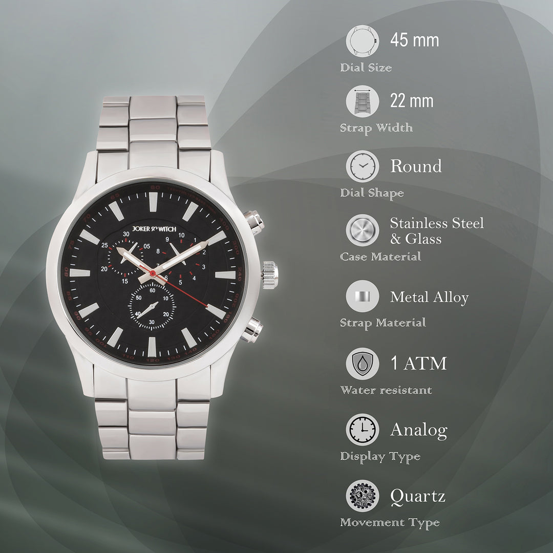 Vader Black XLarge Dial Silver Linked Chain Strap Men's Watch