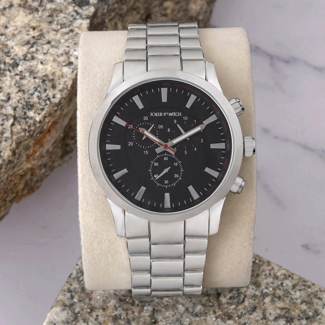 Vader Black XLarge Dial Silver Linked Chain Strap Men's Watch