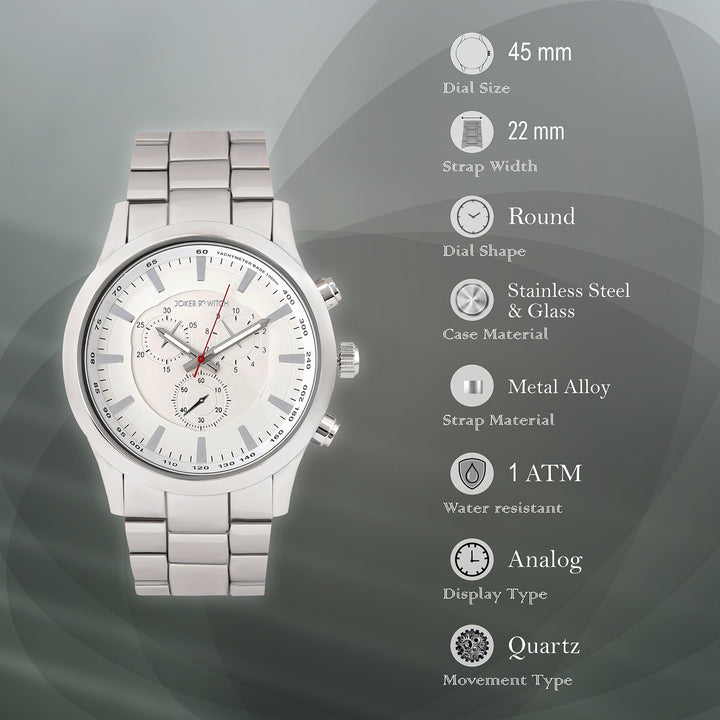 Vader White XLarge Dial Silver Linked Chain Strap Men's Watch