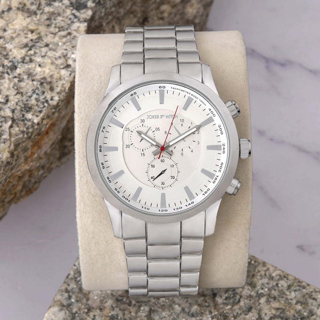 Vader White XLarge Dial Silver Linked Chain Strap Men's Watch