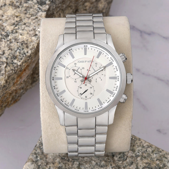 Vader White XLarge Dial Silver Linked Chain Strap Men's Watch