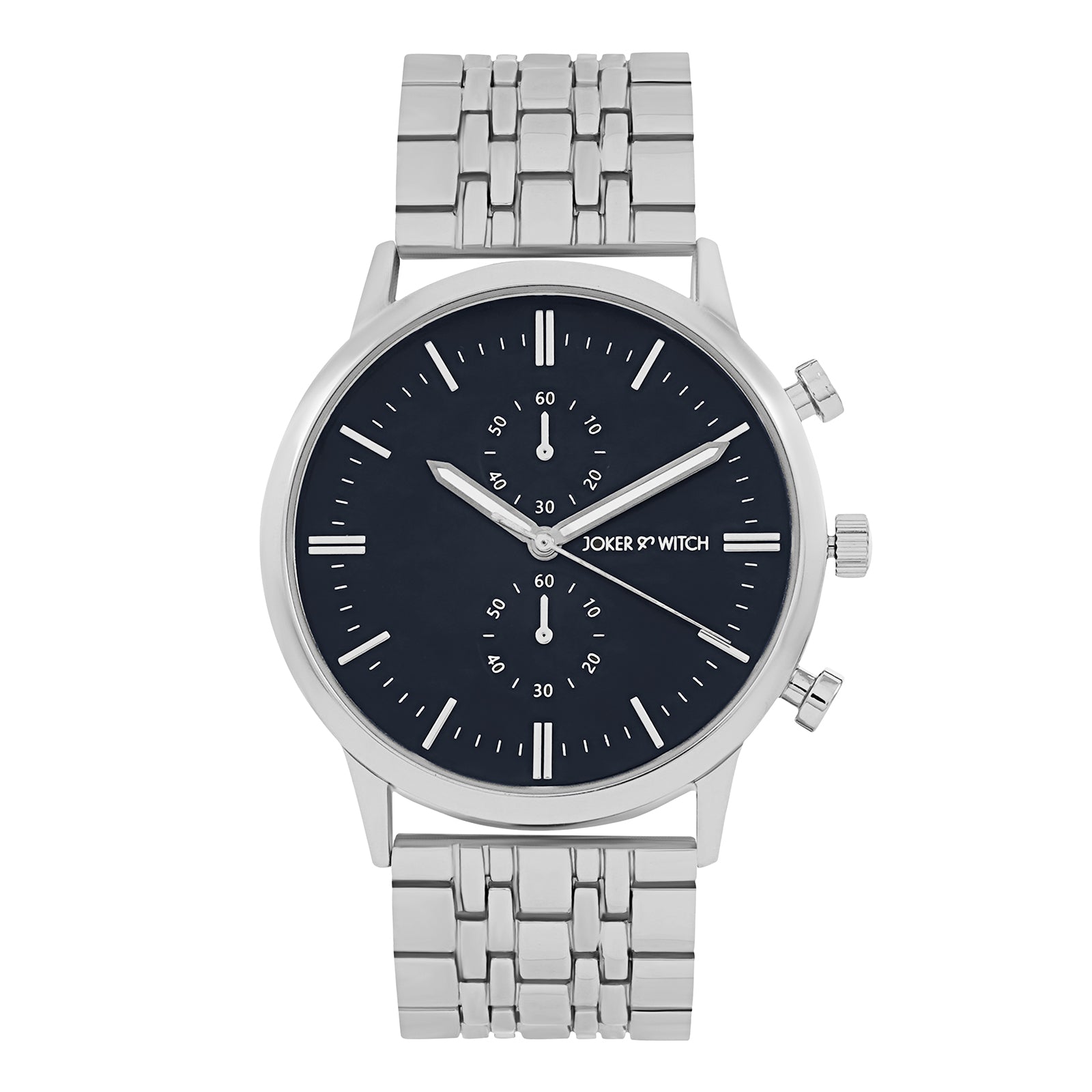 Shop online Niko Blue Dial Silver Metallic Strap Watch by Joker