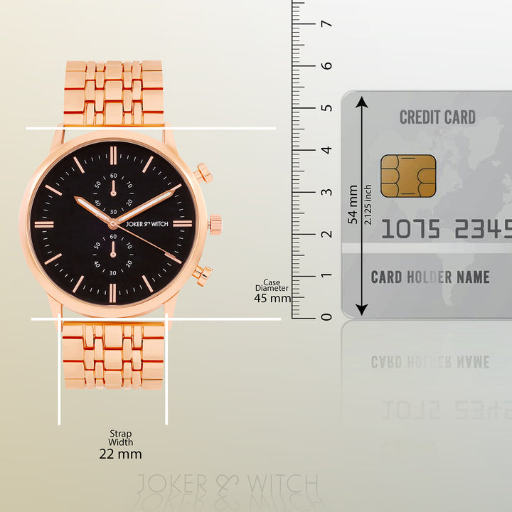 Niko Black Large Dial Rose Gold Linked Chain Strap Men's Watch