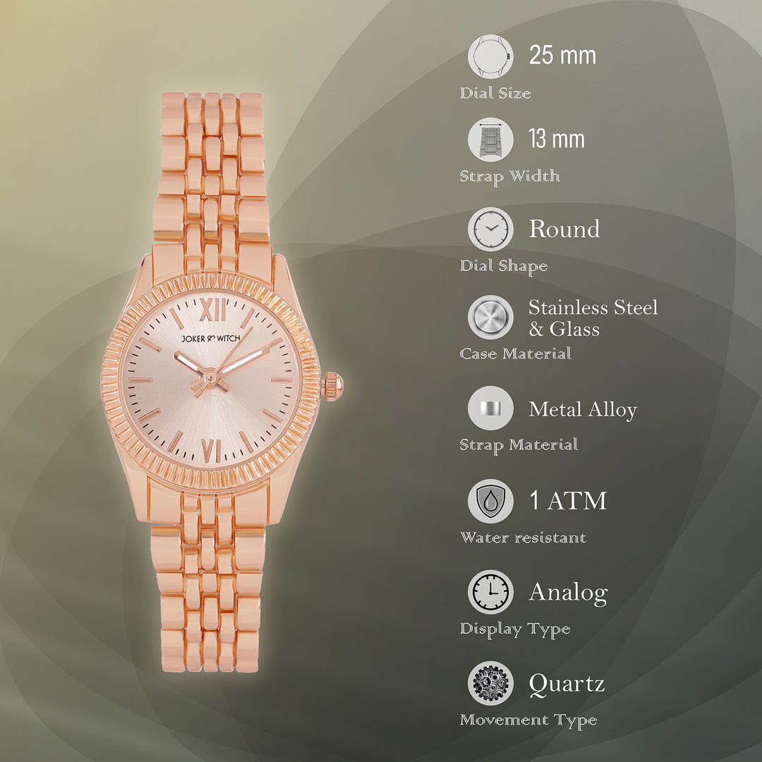 Arina Rose Gold Mini Dial Linked Chain Strap Women's Watch