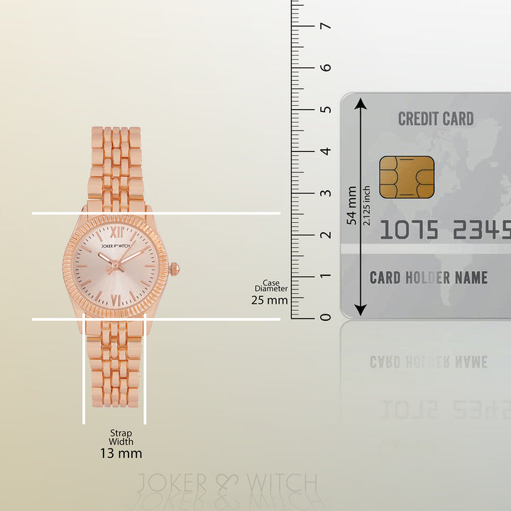 Arina Rose Gold Mini Dial Linked Chain Strap Women's Watch