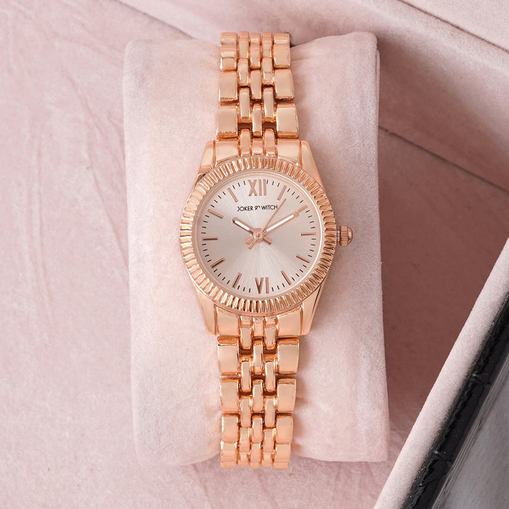 Arina Rose Gold Mini Dial Linked Chain Strap Women's Watch