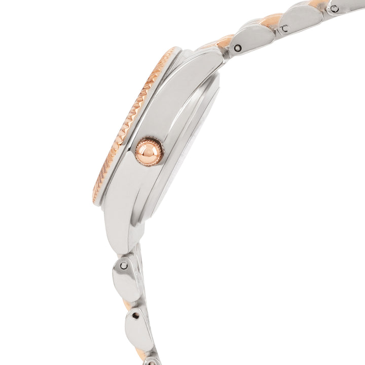 Arina Rose Gold Mini Dial Dual Tone Linked Chain Strap Women's Watch