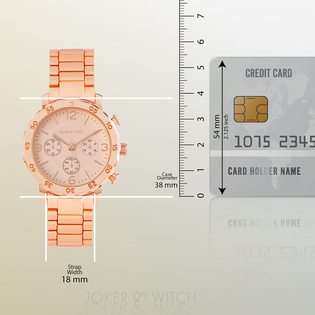 Taye Rose Gold Large Dial Linked Chain Strap Women's Watch