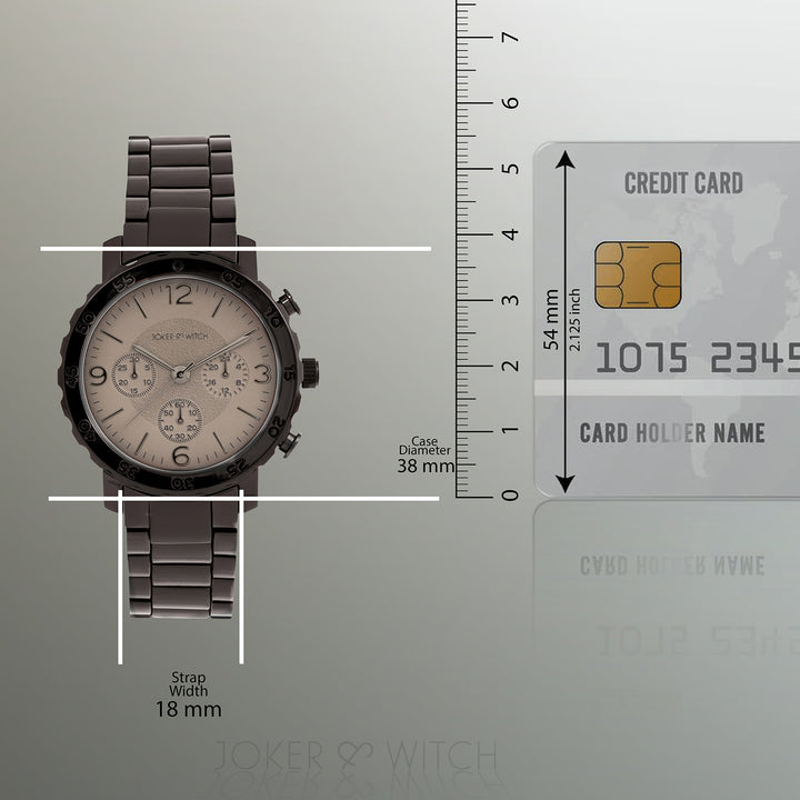 Taye Taupe Large Dial Gunmetal Linked Chain Strap Unisex Watch