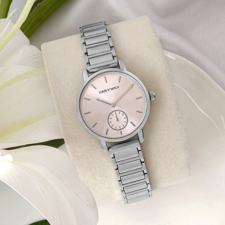 Taila Pink Medium Dial Silver Linked Chain Strap Women's Watch