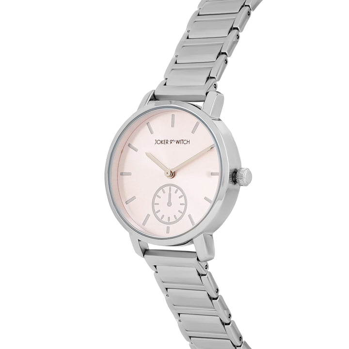 Taila Pink Medium Dial Silver Linked Chain Strap Women's Watch