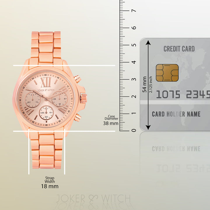 Meghan Rose Gold Large Dial Linked Chain Strap Women's Watch