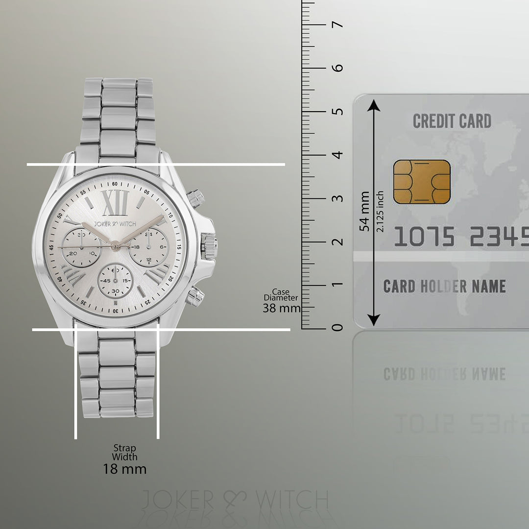 Meghan Silver Large Dial Linked Chain Strap Women's Watch