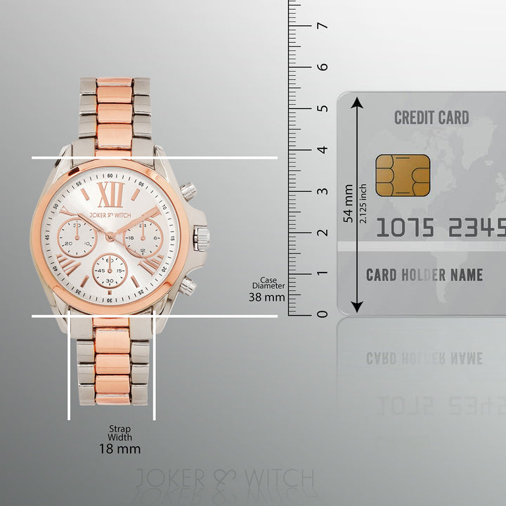 Meghan Silver Large Dial Dual Tone Linked Chain Strap Women's Watch