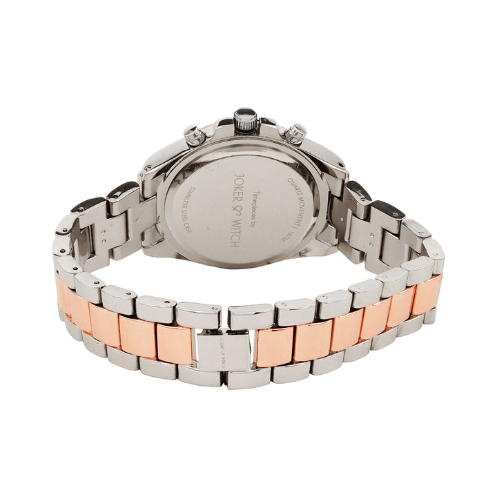 Meghan Silver Large Dial Dual Tone Linked Chain Strap Women's Watch