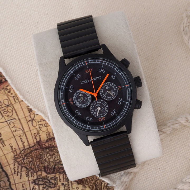 Aladar Black Large Dial Linked Chain Strap Men's Watch